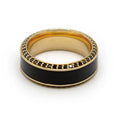 Elysium Black Diamond Helios Yellow Gold Band With Black Diamond Inlay And Diamond Insets