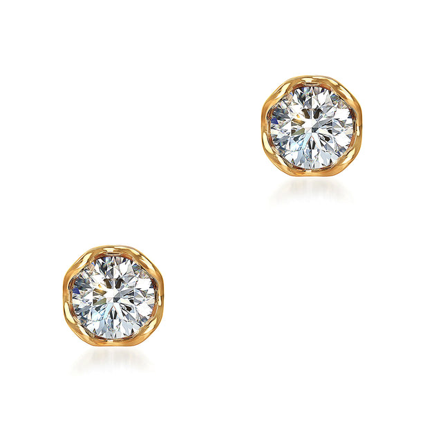 J'evar Lotus Petals Diamond Stud Earrings