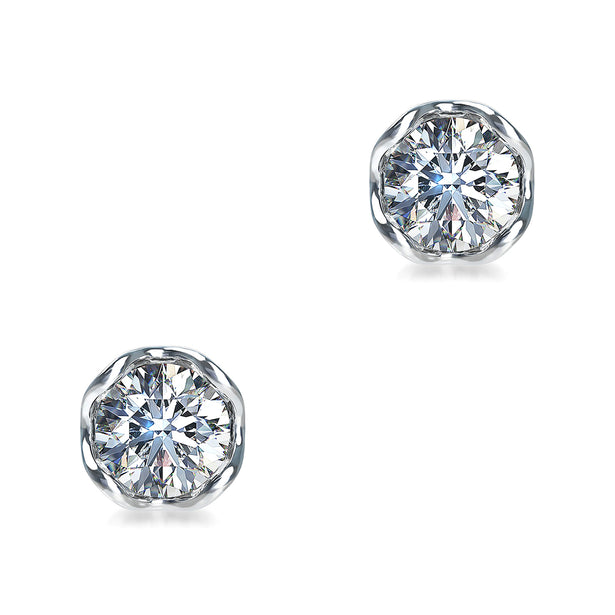 J'evar Certified Lotus Petals Diamond Stud Earrings