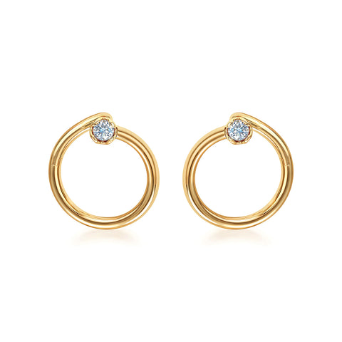 J'evar Lotus Petals Enso Diamond Earrings