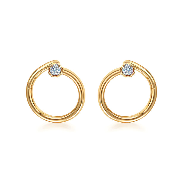 J'evar Lotus Petals Enso Diamond Earrings