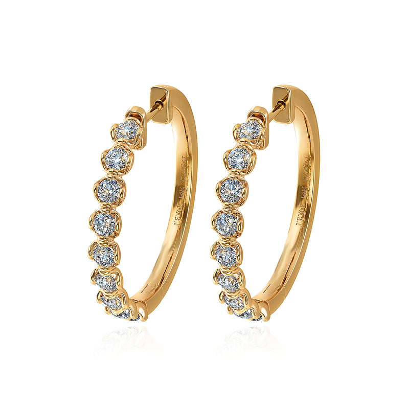 J'evar Lotus Petals Diamond Hoop Earrings