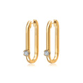 J'evar Lotus Petals U-Shaped Hoop Diamond Earrings