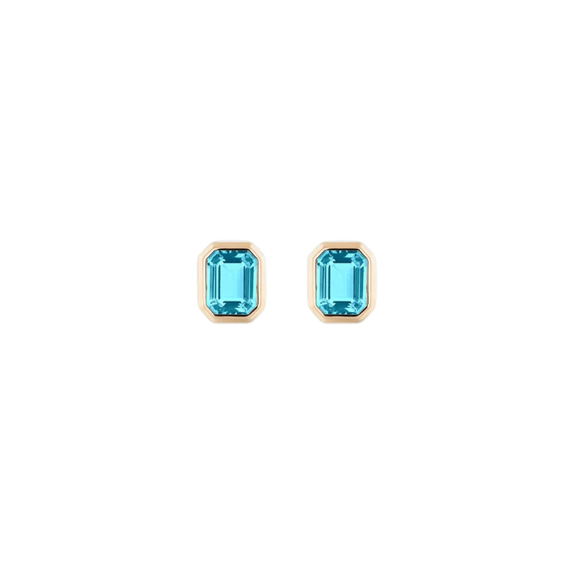 Goshwara Manhattan Emerald Cut Blue Topaz Stud Earrings