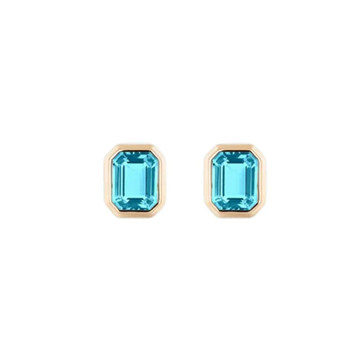 Goshwara Manhattan Emerald Cut Blue Topaz Stud Earrings
