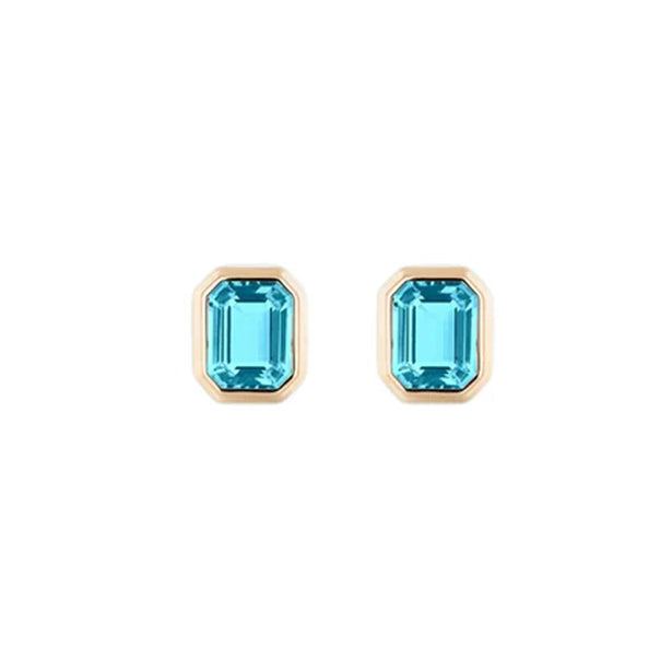 Goshwara Manhattan Emerald Cut Blue Topaz Stud Earrings
