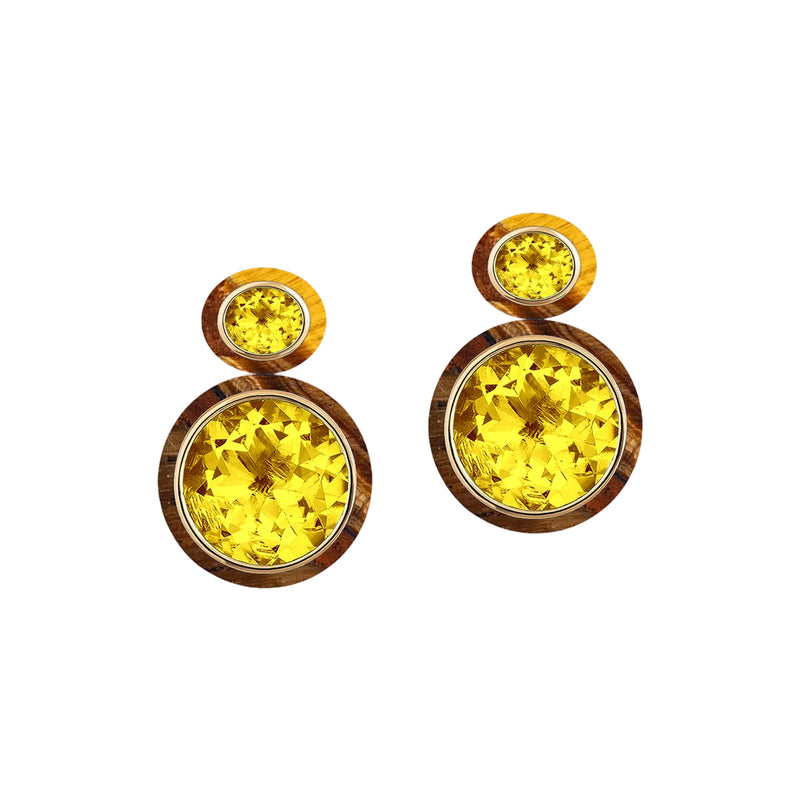 Goshwara Mélange Two Tier Citrine With Tiger's Eye Oval Earrings