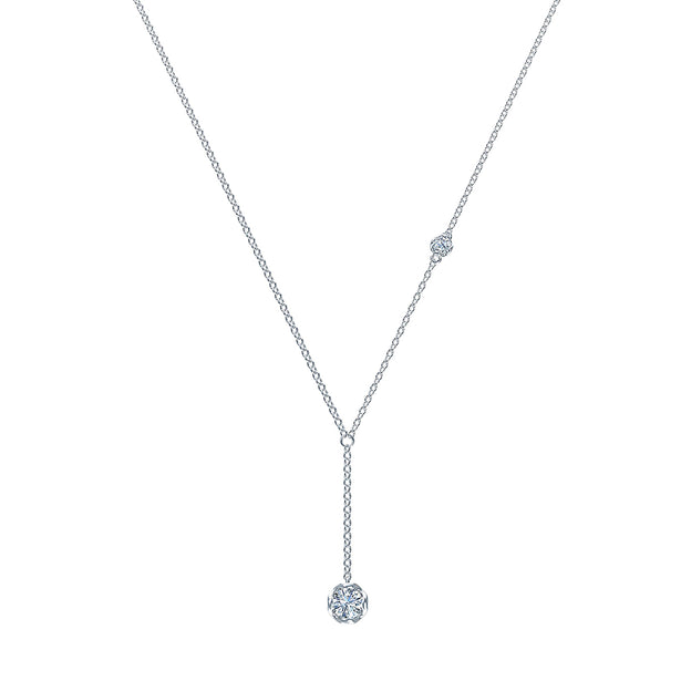 J'evar Lotus Petals Lariat Diamond Necklace