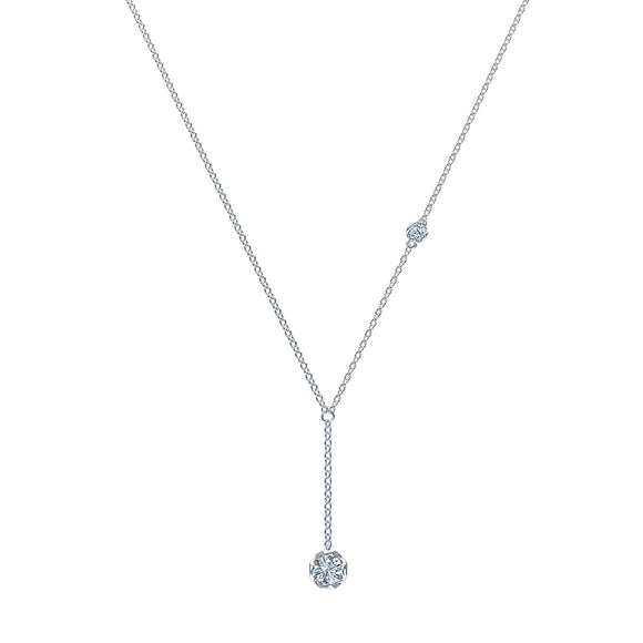 J'evar Lotus Petals Lariat Diamond Necklace