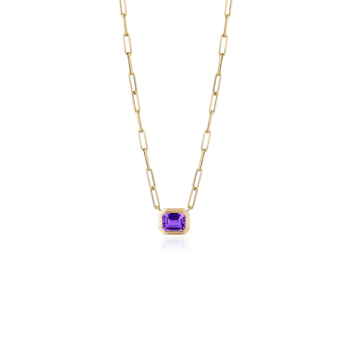 Goshwara Manhattan Amethyst Emerald Cut Bezel Set Pendant Necklace