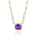 Goshwara Manhattan Amethyst Emerald Cut Bezel Set Pendant Necklace