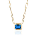 Goshwara Manhattan Blue Topaz Emerald Cut Bezel Set Pendant Necklace