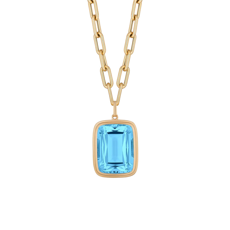 Goshwara Manhattan Blue Topaz Bezel Set Pendant Necklace