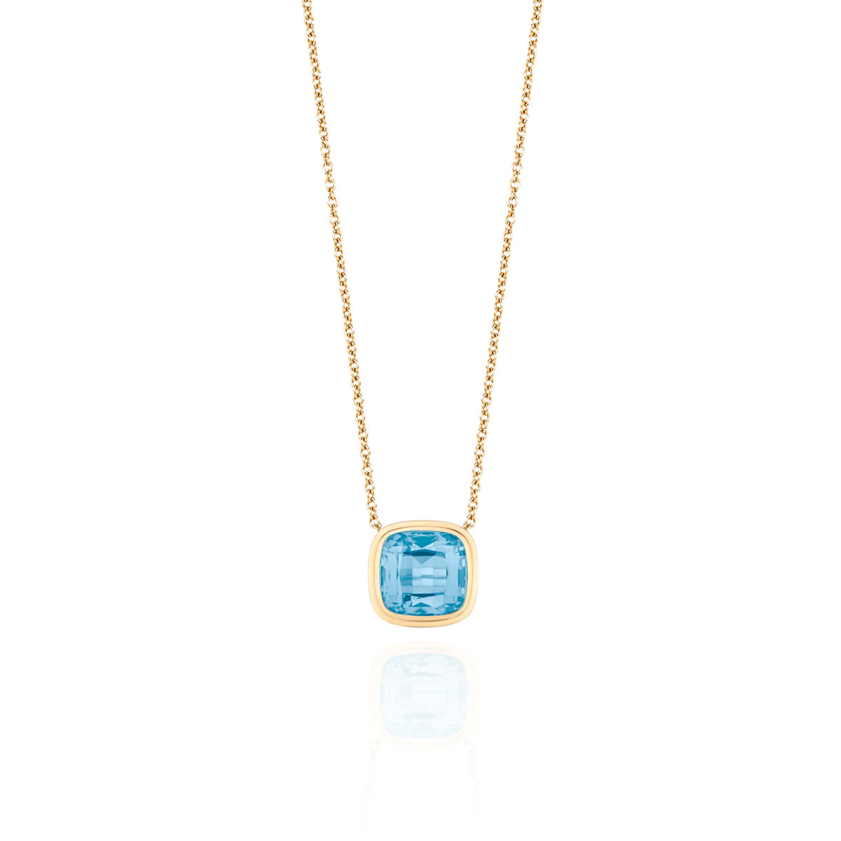 Goshwara Manhattan Blue Topaz Cushion Pendant Necklace
