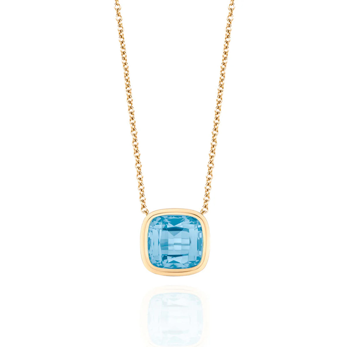 Goshwara Manhattan Blue Topaz Cushion Pendant Necklace