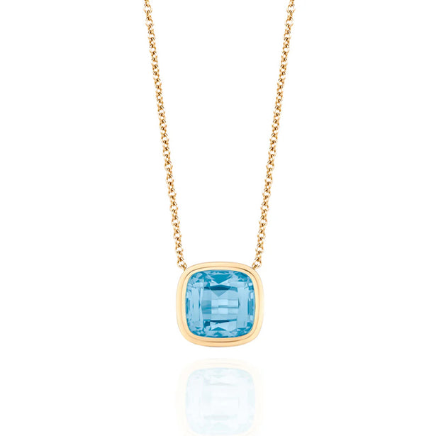 Goshwara Manhattan Blue Topaz Cushion Pendant Necklace