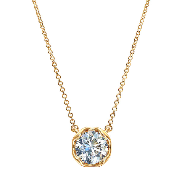 J'evar Lotus Petals Solitaire Diamond Pendant Necklace