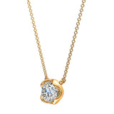 J'evar Lotus Petals Solitaire Diamond Pendant Necklace