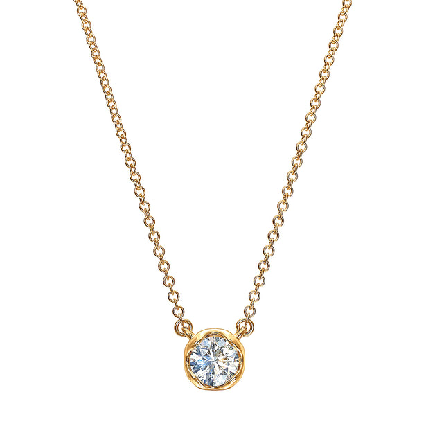 J'evar Lotus Petals Solitaire Diamond Pendant Necklace