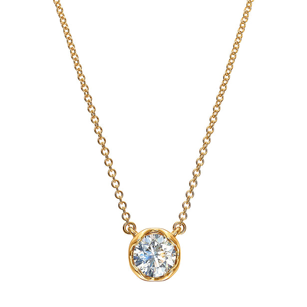 J'evar Lotus Petals Solitaire Diamond Pendant Necklace