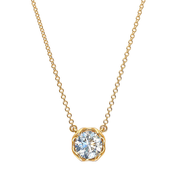 J'evar Lotus Petals Solitaire Diamond Pendant Necklace