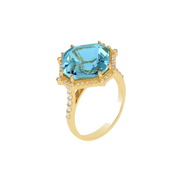 Goshwara Gossip Octagon Blue Topaz Ring