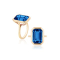 Goshwara Manhattan London Blue Topaz Emerald Cut Bezel Set Ring