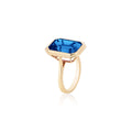 Goshwara Manhattan London Blue Topaz Emerald Cut Bezel Set Ring