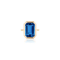 Goshwara Manhattan London Blue Topaz Emerald Cut Bezel Set Ring