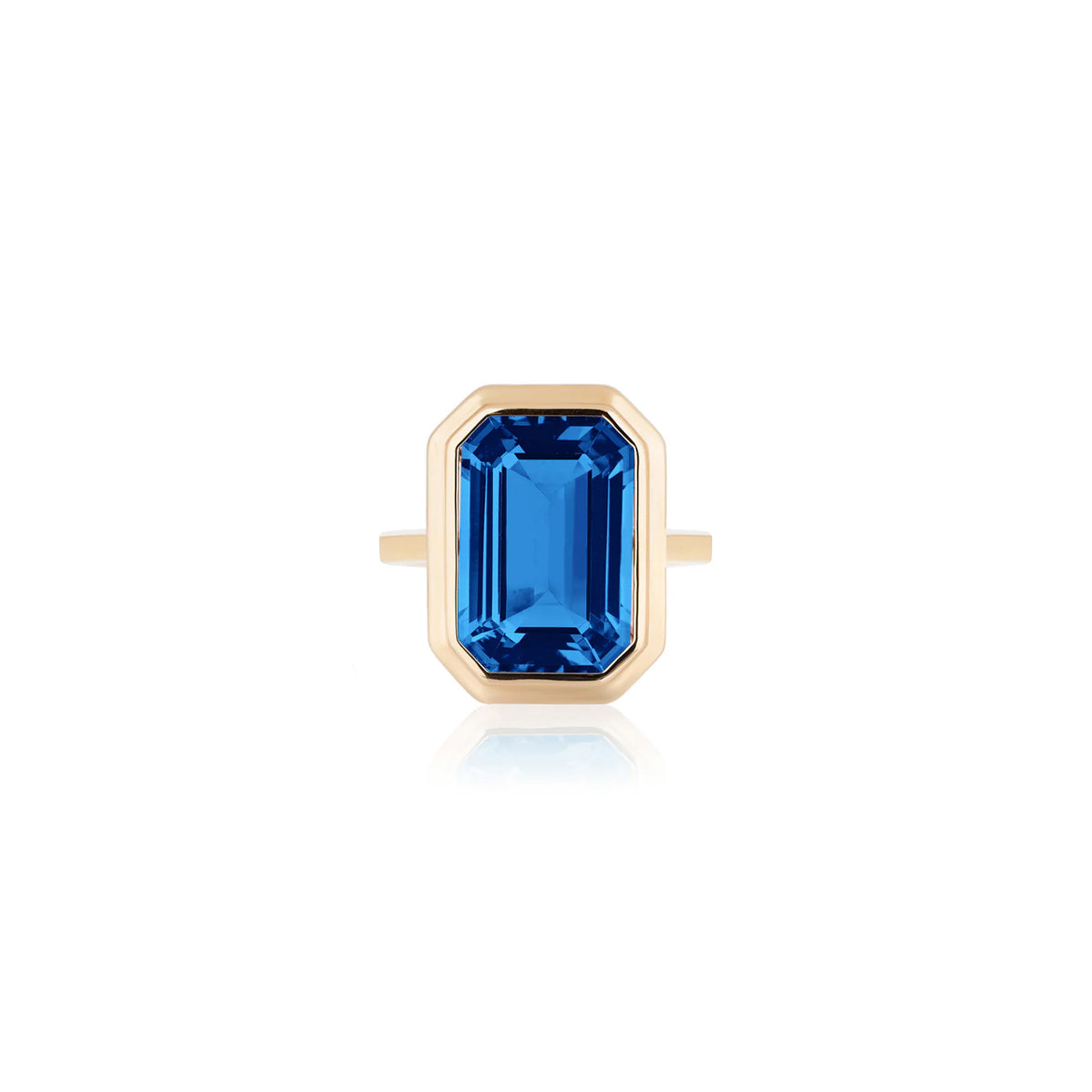 Goshwara Manhattan London Blue Topaz Emerald Cut Bezel Set Ring