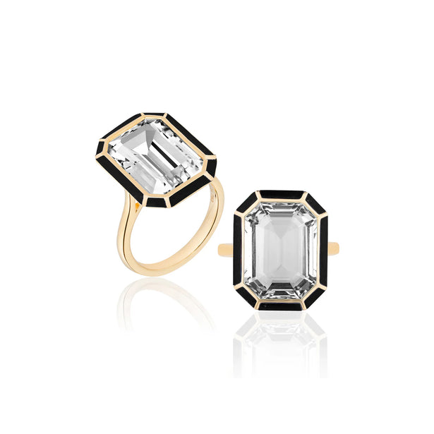 Goshwara Mélange Emerald Cut Ring With Inlay