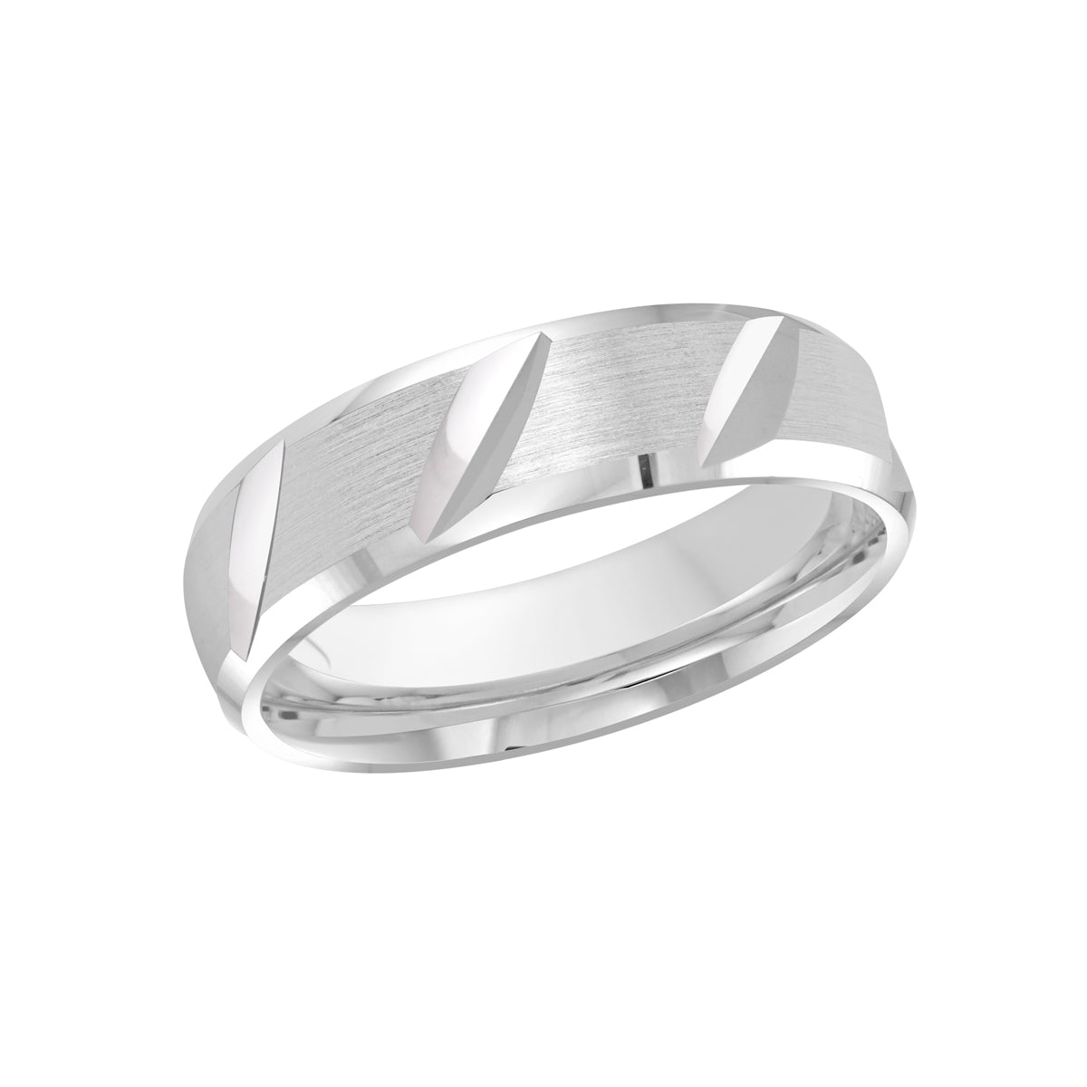 Malo High Polish White Gold Satin Wedding Ring