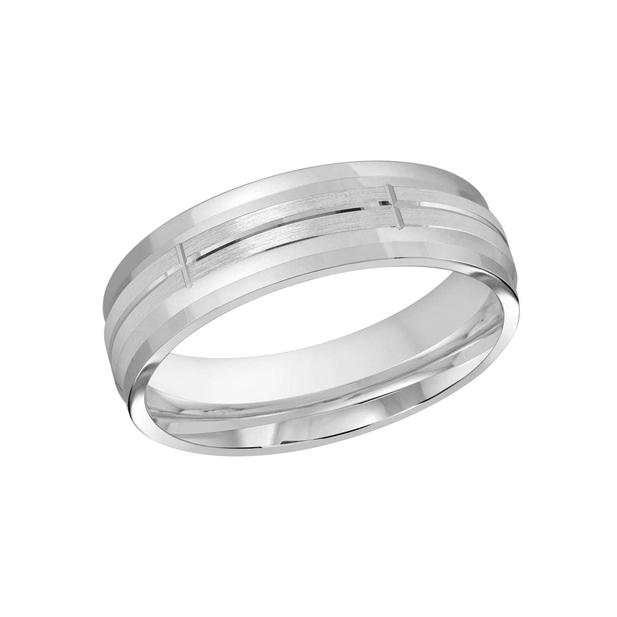 Malo High Polish White Gold Satin Wedding Ring