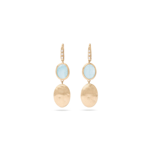 Marco Bicego Siviglia Earrings with Aquamarine & Diamond Hook