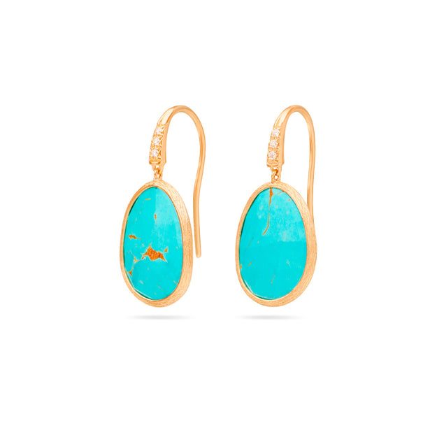 Marco Bicego Lunaria Diamond Drop Turquoise Earrings