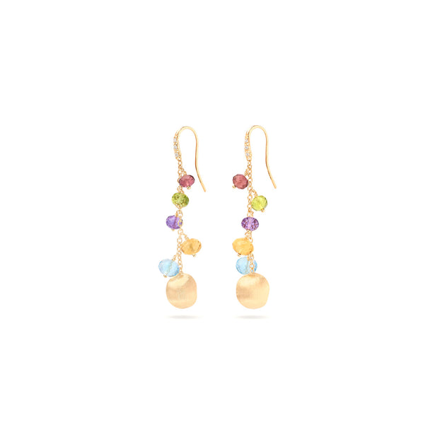 Marco Bicego Africa Mixed Gemstone Drop Earrings With Diamond Pavé Hook