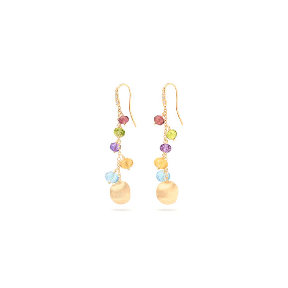 Marco Bicego Africa Mixed Gemstone Drop Earrings with Diamond Pavé Hook