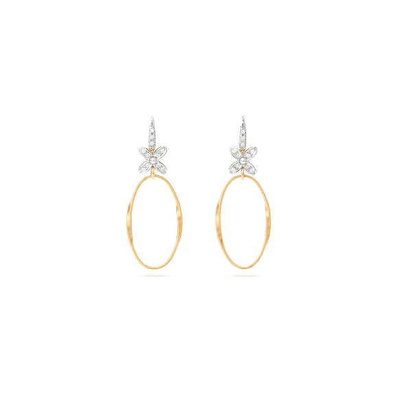 Marco Bicego Marrakech Onde French Hook Earrings with Floral Diamonds