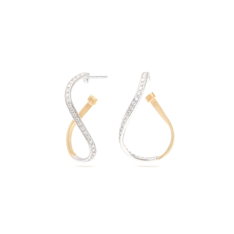 Marco Bicego Marrakech Twisted Irregular Hoops with Diamond Pavé