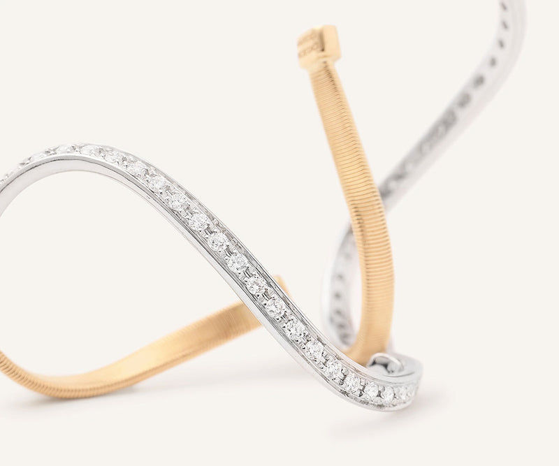 Marco Bicego Marrakech Twisted Irregular Medium Hoops with Diamond Pavé