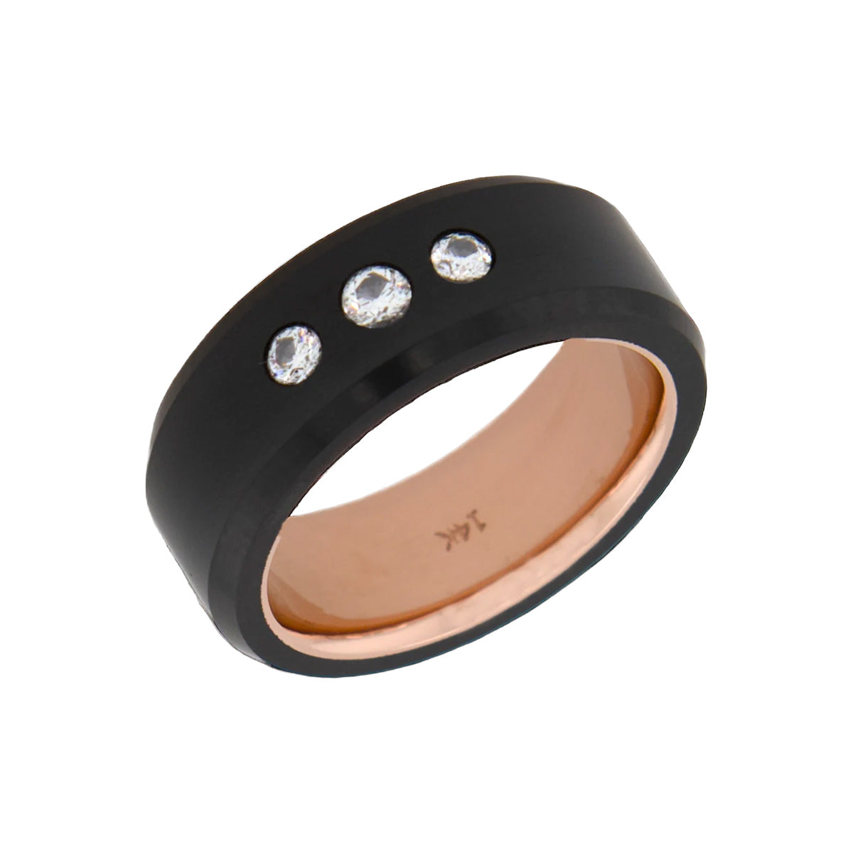 Elysium Black Diamond Ares 14K Rose Gold Triple Stone With Sleeve