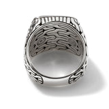 John Hardy Carved Chain Signet Pavé Ring