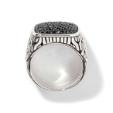 John Hardy Carved Chain Signet Pavé Ring