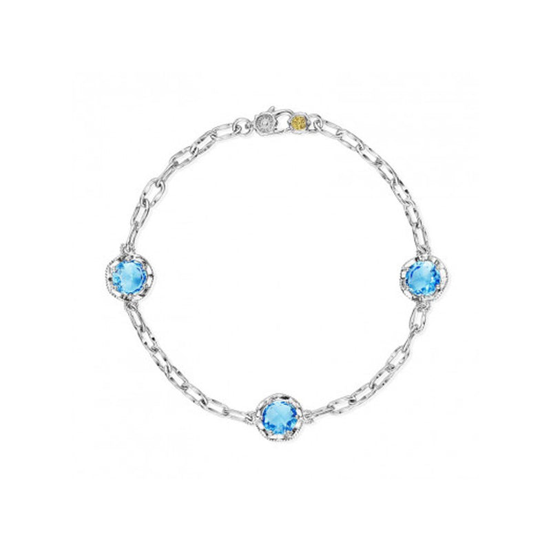 Tacori Crescent Crown Three Station Swiss Blue Topaz Bracelet