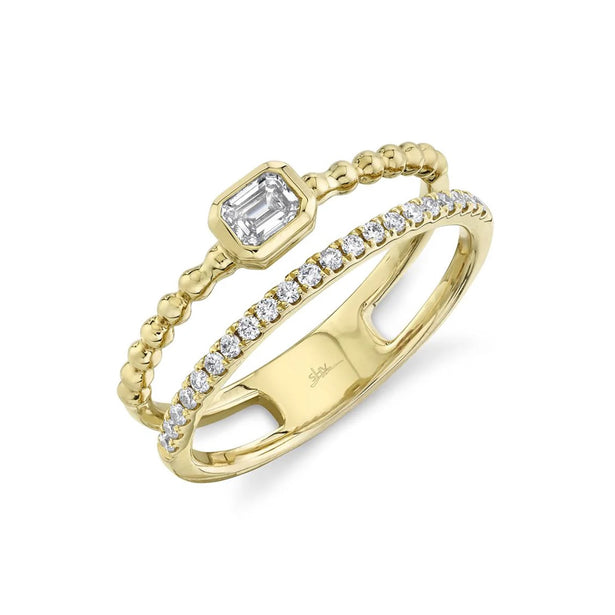 Shy Creation Bailey Diamond Emerald Bezel Ring
