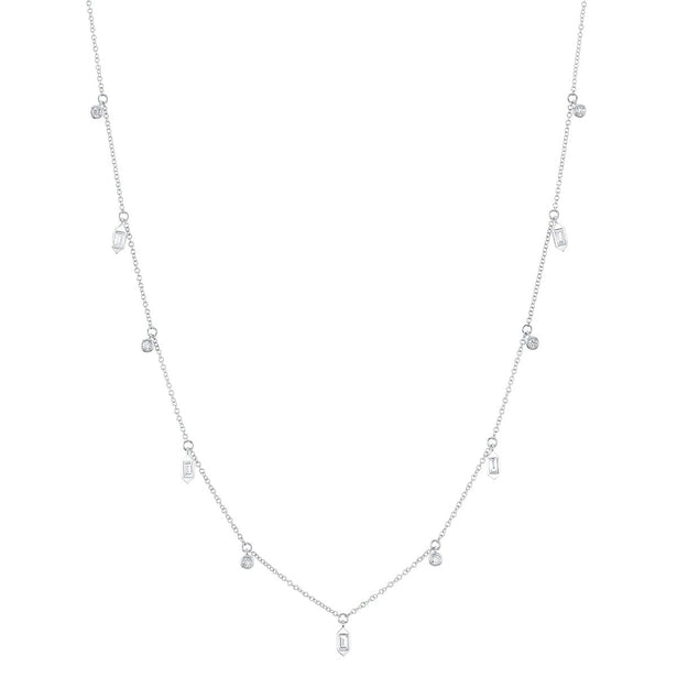 Shy Creation Diamond Baguette Bezel Necklace