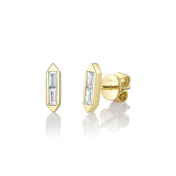 Shy Creation Diamond Baguette Stud Earring