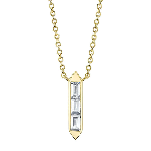 Shy Creation Diamond Baguette Necklace