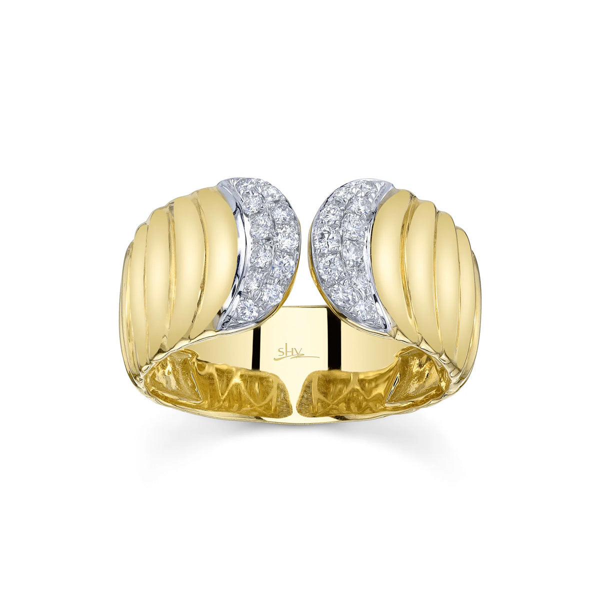 Shy Creation Kate Diamond Ribbed Ring