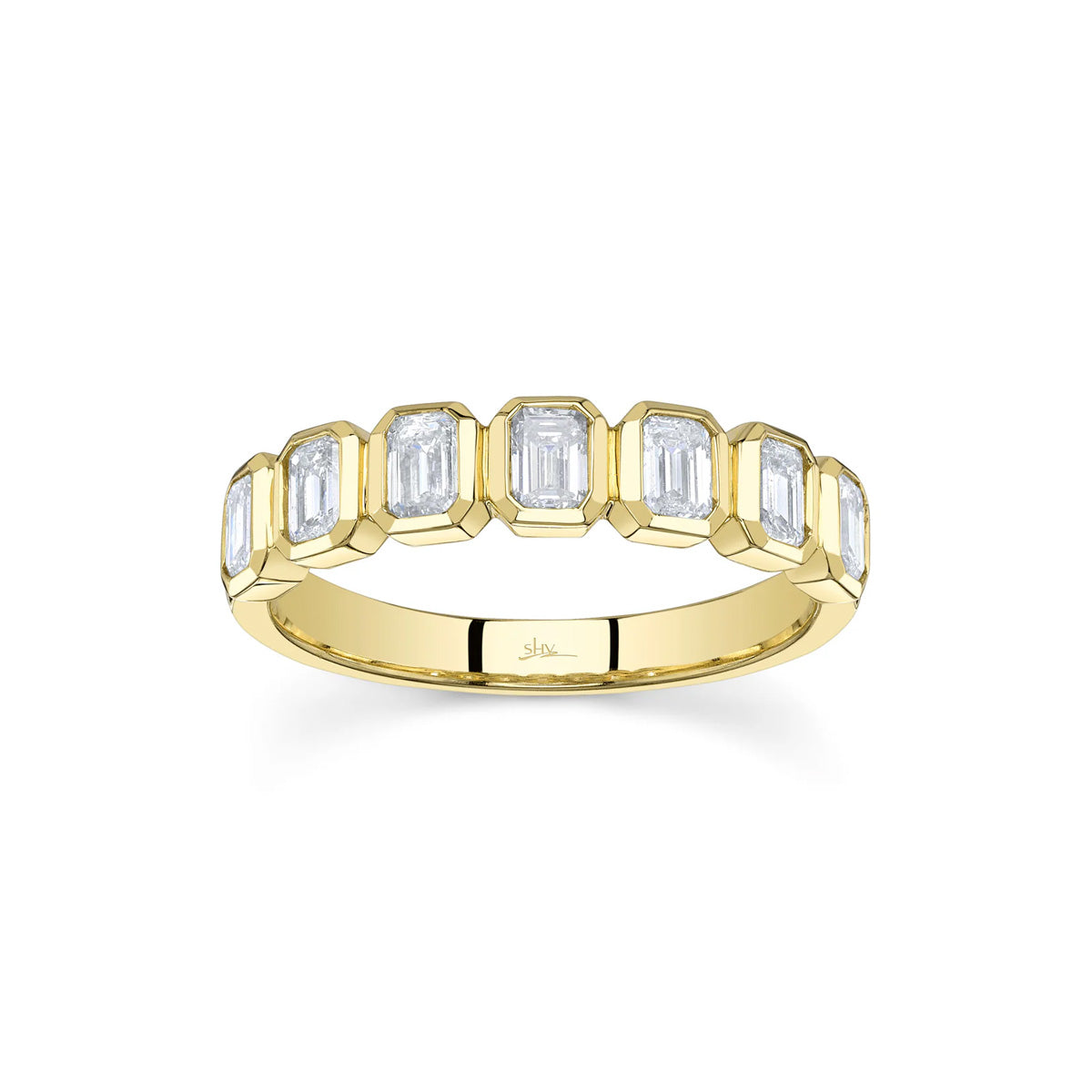 Shy Creation Bailey Diamond Emerald Bezel Band